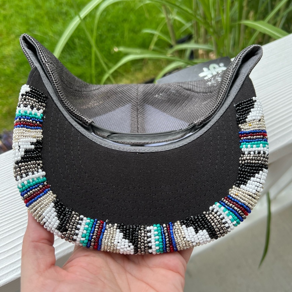 Beaded Black Trucker Hat